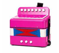 Sdlnklm Fisarmonica Giocattolo Compatta Fisarmonica a 7 Tasti Didattica Strumento Musicale per Bambini, Principianti, Fucsia A 7 Tasti
