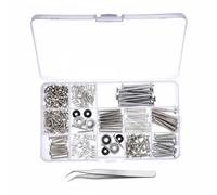 Sdlnklm Set da 254 Pezzi Viti per Chitarra Elettrica Tipi di Viti E Pulsanti per Tracolla in Metallo con Contenitore per Riparazione E Assemblaggio di, Argento