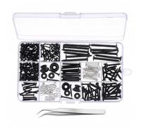 Sdlnklm Set da 254 Pezzi Viti per Chitarra Elettrica Tipi di Viti E Pulsanti per Tracolla in Metallo con Contenitore per Riparazione E Assemblaggio di, Nero