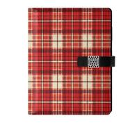 SDMKA Red White Plaid Lined Journal Notebook 100 Pages Thick A5 College Ruled Leather Hardcover Writing Journal for Men Women, Office, School, Travel, Business, 6.7" X 9.2"