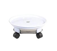sdneNest Sottovaso in plastica, supporto per piante con ruote universali, per spostare grandi vasi in vaso, pallet per piante con ruote girevoli, scaffale per vasi da fiori all'aperto su rulli, bianco