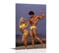 sdnkbro Arnold Schwarzenegger - Poster decorativo da parete su tela, motivo: bodybuilder di classe mondiale con donna bionda e stampa moderna, poster decorativo per camera da letto, 40 x 60 cm