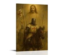 sdnkbro Poster decorativo da parete su tela, motivo: Gesù Cavalieri Templari, stampa moderna per camera da letto, per camera da letto, 60 x 90 cm