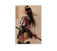 sdnkbro Poster decorativo da parete su tela, motivo guerriero femminile con estetica orientale, armatura giapponese, stampa moderna, poster decorativo per camera da letto, per camera da letto, 50 x 75