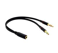 Sdoppiatore a Y da 3,5 mm, 2 jack maschio a 1 femmina, per cuffie, microfono, audio, cavo connettore, nero