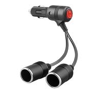 Sdoppiatore Accendisigari Auto, 1 a 2 Presa Accendisigari 12V, Accendisigari Auto, Presa Accendisigari Doppia, Fusibile 15A, con Interruttore 12V/24V per Auto, Barca, Moto (15cm)