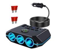 Sdoppiatore Accendisigari Auto, 7 in 1 Carica Batteria per Auto Cellulare, 120W Adattatore Accendisigari USB, con Interruttore e LED Voltmetro, per Cellulare Tablet GPS Dash Cam