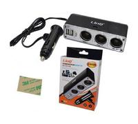SDOPPIATORE ADATTATORE 3IN1 PRESA ACCENDISIGARI PER AUTO + 2 PORTE USB 15W C-3A3