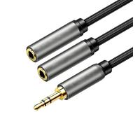 Sdoppiatore Audio Jack 3,5 mm, Adattatore Cuffie + Microfono, Compatibilità Universale con PC, Laptop, Smartphone e Tablet, Lunghezza 0,2m, Colore Space Grey