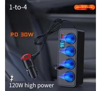 Sdoppiatore Caricabatteria Auto 120W 4 Porte con Supporto Ricarica Rapida e Disp