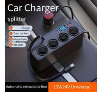 Sdoppiatore Caricabatteria Auto 120W 4 Porte con Supporto Ricarica Rapida e Disp