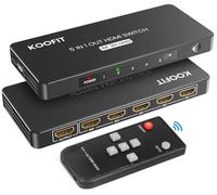 Sdoppiatore HDMI 5 in 1 Automatico Multiconnettore 4K con Telecomando, Commutatore HDMI 5 Porte Supporta 4K 3D UHD per PS5, PS4, PS3, DVD, Blu-ray, Xbox, PC, TV
