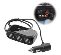 Sdoppiatore per accendisigari da auto, 3 prese, 120 W, doppia USB, adattatore di ricarica rapida 12 V/24 V, splitter per presa di corrente per Dash Cam, GPS, cellulari, tablet, dispositivi di veicoli