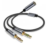 Sdoppiatore per microfono per cuffie a 2 vie, jack audio da 3,5 mm, adattatore intrecciato da 3,5 mm femmina a 2 doppio cavo AUX maschio da 3,5 mm per cuffie da gioco, auricolari, altoparlanti