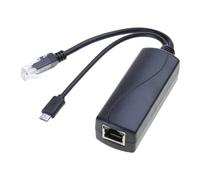Sdoppiatore PoE Gigabit attivo da 48 V a 5 V, 1000 m, alimentazione su Ethernet TYPE-C / DC5521/ USB