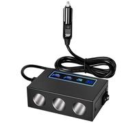 Sdoppiatore Presa Accendisigari per Auto 360W Caricatore Auto USB C Adattatore per Accendisigari 12V/24V con 3 Prese e USB C 30W e Doppia QC3.0 18W con Display LED per GPS, Cellulare, iPad