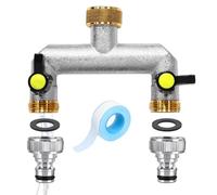 Sdoppiatore Rubinetto Giardino 2 Vie, Rubinetto Giardino 2 Vie 3/4 Con Valvola a Sfera, Splitter Rubinetto Giardino Per Regolare e Interrompere Il Flusso d'Acqua, Per Casa e Giardino