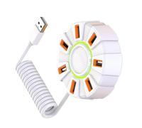 Sdoppiatore USB 2.0 a 7 porte con luci arcobaleno dinamiche, trasmissione rapida e alimentazione desktop, alimentatore esterno per un trasferimento stabile e dati sul desktop