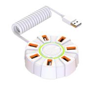 Sdoppiatore USB 2.0 a 7 porte con luci arcobaleno dinamiche, trasmissione rapida e alimentazione desktop, alimentatore esterno per un trasferimento stabile e dati sul desktop