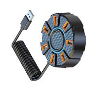 Sdoppiatore USB 2.0 a 7 porte con luci arcobaleno dinamiche, trasmissione rapida e alimentazione desktop, alimentatore esterno per un trasferimento stabile e dati sul desktop