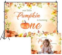 SDOTPMT 1.5x1m La nostra zucca si sta trasformando uno sfondo acquerello autunno foglie luci stringhe accenti dorati sfondo fotografico per l'autunno primo compleanno caldo atmosfera festiva