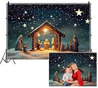 SDOTPMT 1.8x1.2m Sfondo natalizio neve - coperto Stabile Bambino Gesù Osservatori Cielo notturno stellato con neve Sfondo fotografico per la riunione di famiglia spara attrezzi
