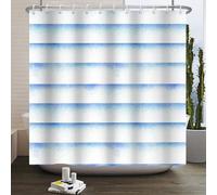 SDOTPMT 105x160cm Bohemian Retro Chic Style Shower Curtain Blu Bianco Plaid Striped Bath Curtain Rustic Farmhouse Classic Aesthetic Fabric Waterproof Polyester Curtains Bathroom with Hooks