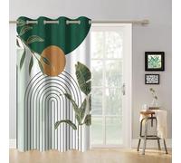SDOTPMT 107x160cm Tende oscuranti foglia tropicale bohemian per camera da letto, modello foglia minimalista con design geometrico Tende della stanza con tende di finestra bianche, pannello 1