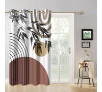 SDOTPMT 117x215cm Bohemian foglia nera modello tende oscuranti per camera da letto, modello minimalista con design geometrico stanza tende scure con tende di finestra bianche, 1 pannello