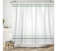 SDOTPMT 120x180cm Tenda da doccia verde e bianca moderna classica verde a strisce tenda da bagno Countryside Farmhouse Minimalismo Tenda da bagno per la decorazione del bagno con ganci