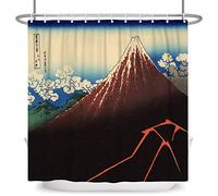 SDOTPMT 152x183cm Giapponese Monte Fuji Paesaggio Tenda da doccia Ukiyo-e Oriente Tradizionale Etnico anime Tenda da bagno Giappone Creativo Arte Tenda da vasca per Bagno Poliestere con ganci