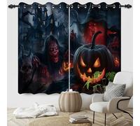 SDOTPMT 168x229cm Halloween Night Blackout Tende per Camera da letto Spooky Witch Zucca Haunted House della stanza con tende di finestra Eerie riduzione del rumore, pannello 2