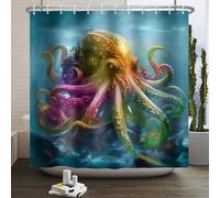 SDOTPMT 175x190cm Tenda da doccia Octopus Tentacoli di polpo Antico Castello Oceano Vintage Marine Wildlife Sea Monsters Coastal Nautical per il bagno Decor Tessuto Poliestere con Ganci
