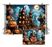 SDOTPMT 2,2x1,5m Halloween Party Photo sfondo Horror Moon Night Scary Cemetery Pumpkin Lantern Photography Background Children Kids Family Party Birthday Banner Studio Shoot Props