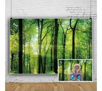SDOTPMT 2.2x1.5m Primavera sfondo Silenzioso verde foresta albero prato sole Scenario naturale sfondo fotografico Escursione matrimonio festa di compleanno Banner di decorazione