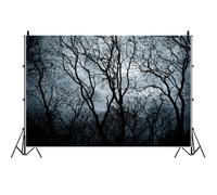 SDOTPMT 2.2x1.5m Silhouette della foresta scura e desolata Sfondo della foresta di Halloween Horror Cielo notturno nuvoloso e cupio Sfondo per la festa di Halloween Photo Booth Studio Decorazioni