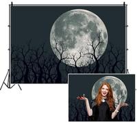 SDOTPMT 2.7x1.8m Luna illuminata sfondo di Halloween Luna piena silhouetted sfondo di fotografia degli alberi morti per l'orrore Notte spaventosa Ambiente Partiti attrezzi decorativi
