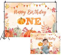 SDOTPMT 3.6x3m Buon compleanno uno sfondo acquerello zucche raccolto autunno foglie rosso frutta fotografia sfondo per bambini ritratto foto stand prop caldo decorazione festiva