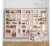 SDOTPMT 3x2.2m Sfondo bianco per libreria Semplicità Stile Moderno Parete Scaffale Libri Cornici Fotografia Sfondo Insegnanti Scrittori Professori Ritratto Puntelli Biblioteche Decorativo