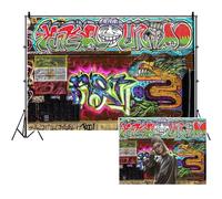 SDOTPMT 5x3ft Street Graffiti Wall Polyester Backdrop Sfondo variopinto Urban Street Art Fotografia Retro Hip Hop Backgrounds per Punk Music Party Photo Booth Props