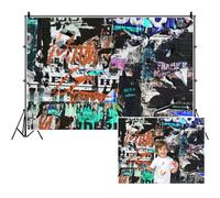 SDOTPMT 5x3ft Street Graffiti Wall Polyester Backdrop Urban Street Disegno Murale Pittura Sfondo Punk Musica Rock Sfondi per Bambini Festa di Compleanno Photo Booth Props