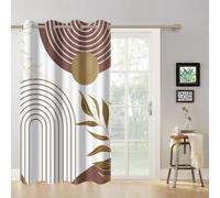 SDOTPMT 66x160cm Bohemian foglia d'oro tropicale modello tende oscuranti per camera da letto, minimalista con design geometrico Tende della stanza con tende di finestra bianche, pannello 11