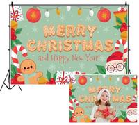 SDOTPMT 6x3m Buon Natale sfondo felice anno nuovo colore cartone animato pan di zenzero uomo Babbo Natale sfondo fotografico per la riunione di famiglia spara attrezzi bambini festa decorazione
