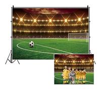 SDOTPMT 6x4ft Backdrop poliestere dello stadio calcio Sfondo festa compleanno gioco sportivo Luci vetro verde campo da calcio del riflettore di Sports Club Photo Studio Props
