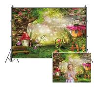 SDOTPMT 7x5ft Backdrop in poliestere foresta incantata Sfondo piante botaniche degli alberi magici giungla sole splendente Fairy World Backdrop per i bambini Festa di Compleanno Foto Props
