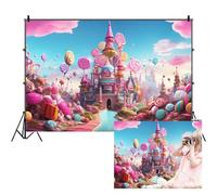 SDOTPMT 7x5ft Candyland Polyester Backdrop Dreamlike Castello Candy Pink Cloud Backgrounds Fairytale Princess Backgrounds per Bambini Compleanno Party Decor Neonato Photo Booth Props
