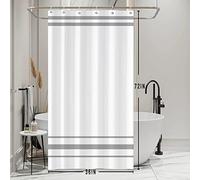 SDOTPMT 90x180cm Tenda da doccia grigia e bianca Minimalismo moderno Tenda da bagno a strisce grigia Campagna Farmhouse Classic Vasca da bagno Tenda per la decorazione del bagno con ganci