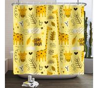 SDOTPMT 90x183cm Cartoon Giraffe Tenda da doccia Cute Lovely Wildlife Animal Foliage Various lines Bathtub Curtain for Kids Bathroom Home Decor Fabric Waterproof Polyester with Hooks