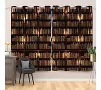 SDOTPMT Annata Biblioteca Libreria Tenda della finestra Classico Libri Bambini Formazione scolastica Tende per finestre retrò Libreria Tende opache Tende Oscuramento 117x138cm, 2 Pannelli