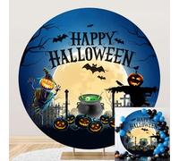 SDOTPMT Diameter 6ft Happy Halloween sfondo rotondo copertina con zucche, pipistrelli, strega e caldaio elementi di progettazione fotografia sfondo festival celebrazione decorazione